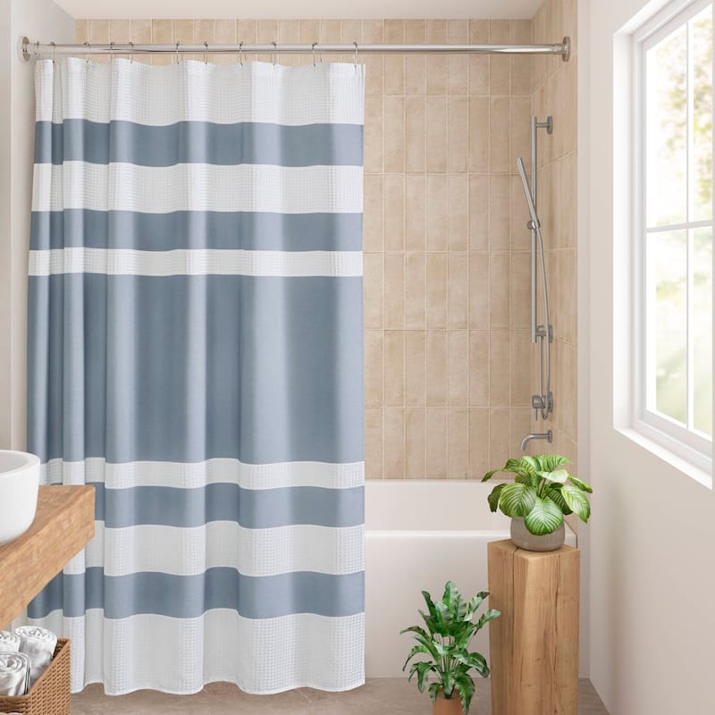 Madison Park Spa Waffle Shower Curtain with 3M Treatment - 72x72" - Blue