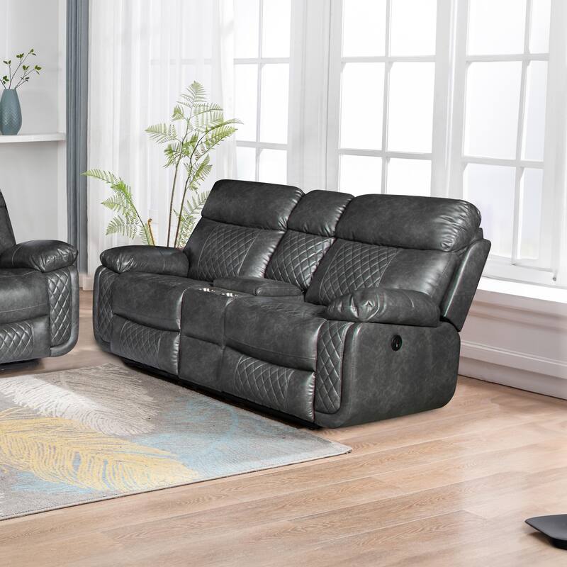 Infinity Power Reclining Faux Leather Reclining Loveseat - Grey