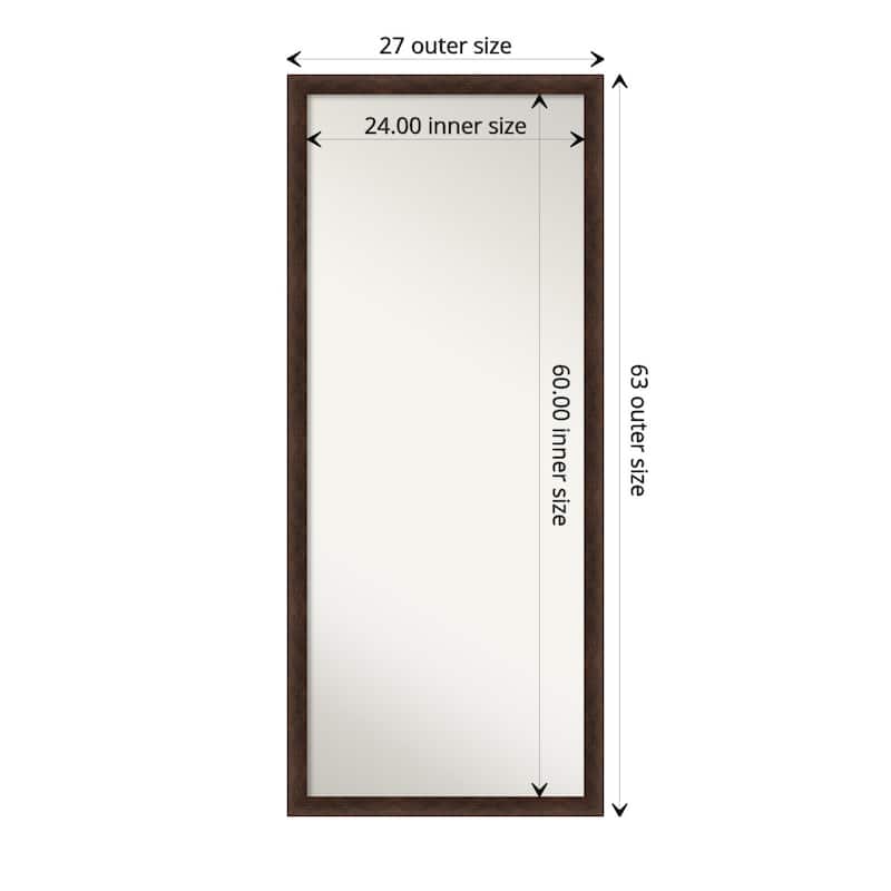 Warm Walnut Narrow Non-Beveled Wood Framed Full-Length Floor Leaner Mirror - Warm Walnut Narrow - Glass Size 24x60