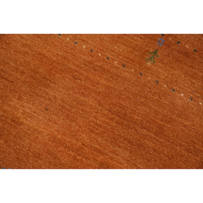 Hand Knotted Oriental 100% Wool Carpet Tribal Animal Pictorial Oranges & Rust Gabbeh Area Rug - 7' 11'' X 4' 10''