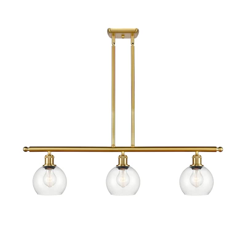 Innovations Lighting Athens 3 Light 36" Island Light - 6" Shade - Clear/Satin Gold