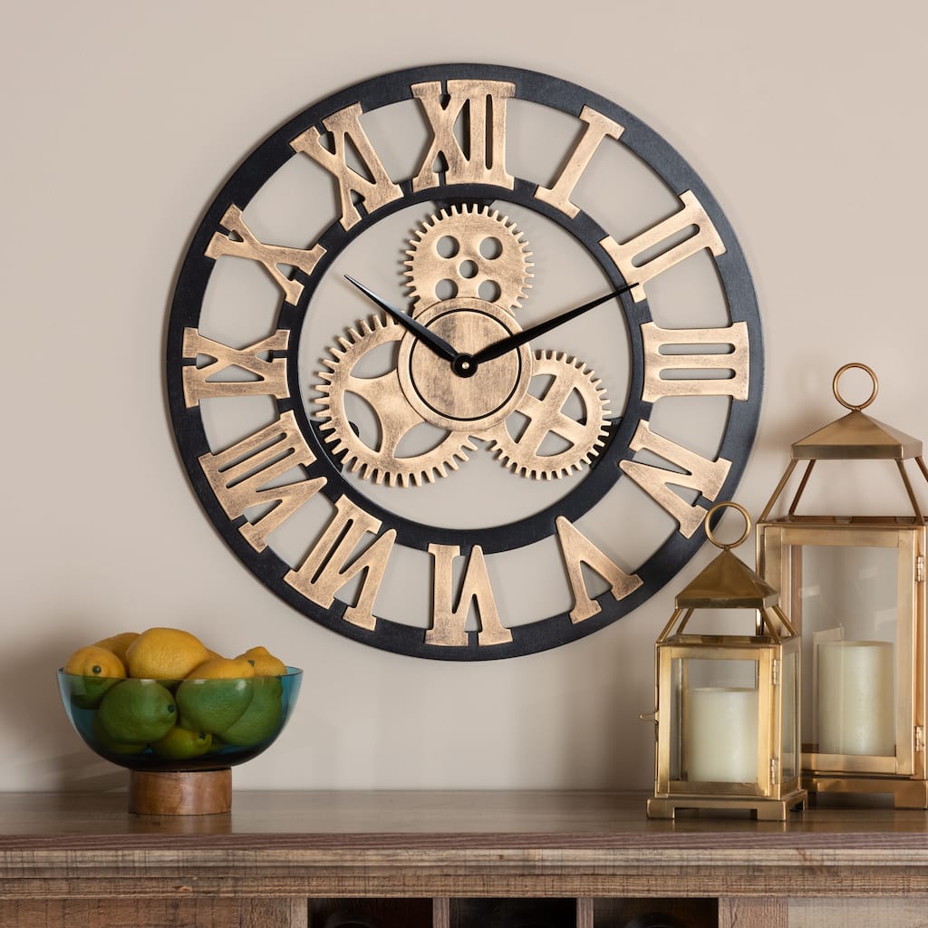 Randolph Industrial Vintage Style Wood Wall Clock