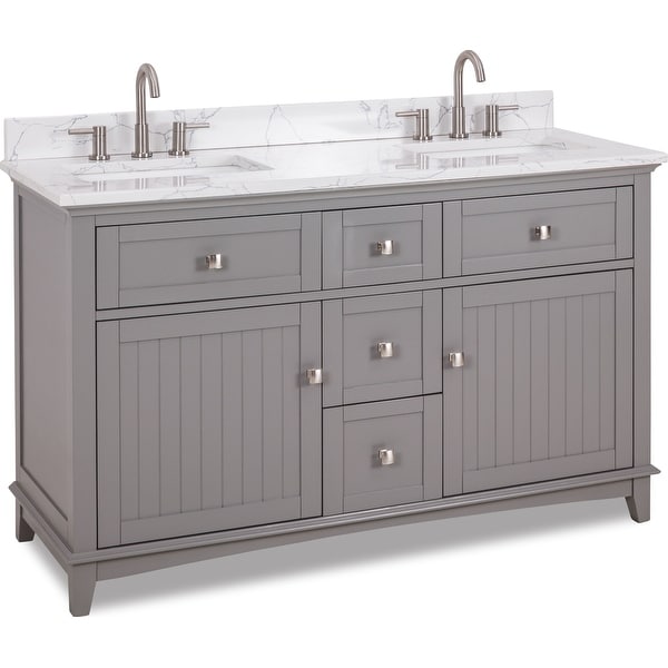 Jeffrey Alexander VN-SAV-60-EC Savino 60" Free Standing Single Basin Vanity Set with Wood Cabinet and Engineered Marble Vanity