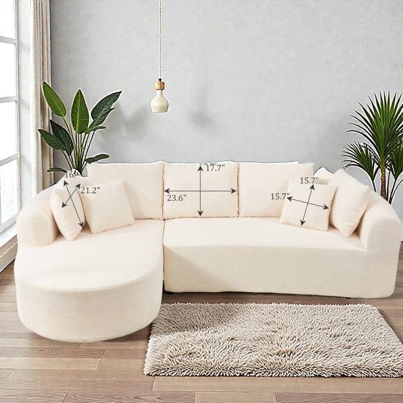 109" Cloud Sectional Couch, Boneless L-Shaped Sofa with Chaise, Corduroy Upholstery, Memory Foam