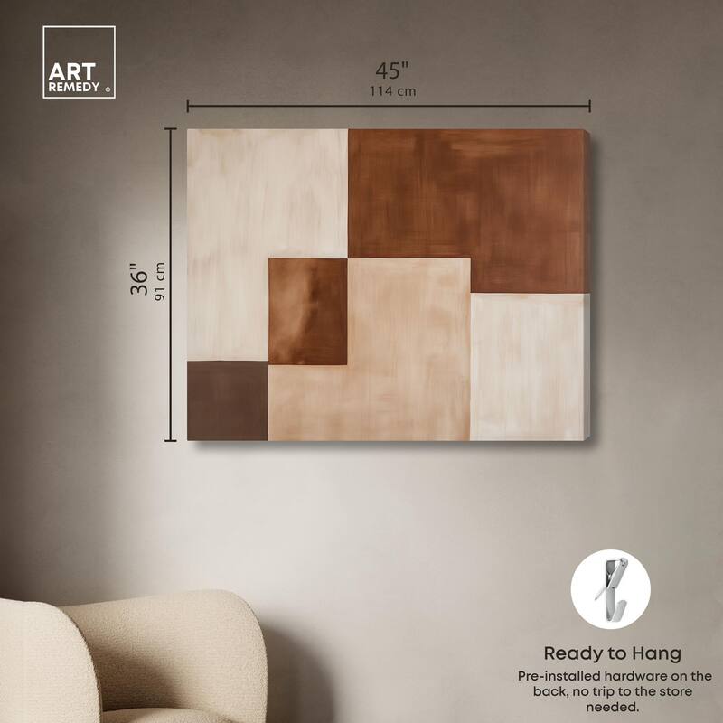 Cream and Brown Panels III Canvas by Art Remedy, Gallery Wrapped