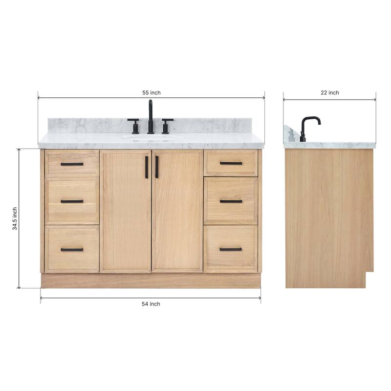 Ariel K55CWOVO Kelly 55" Free Standing Single Basin Vanity Set with