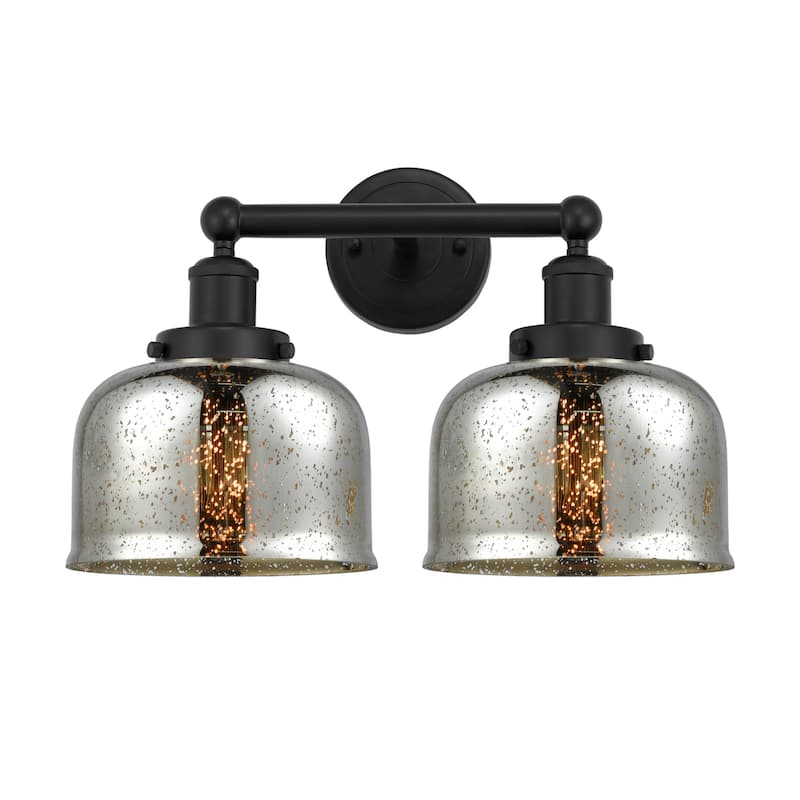 Innovations Lighting 616-2W-10-16-L Bell Vanity Bell 2 Light 16" Wide - Matte Black / Mercury
