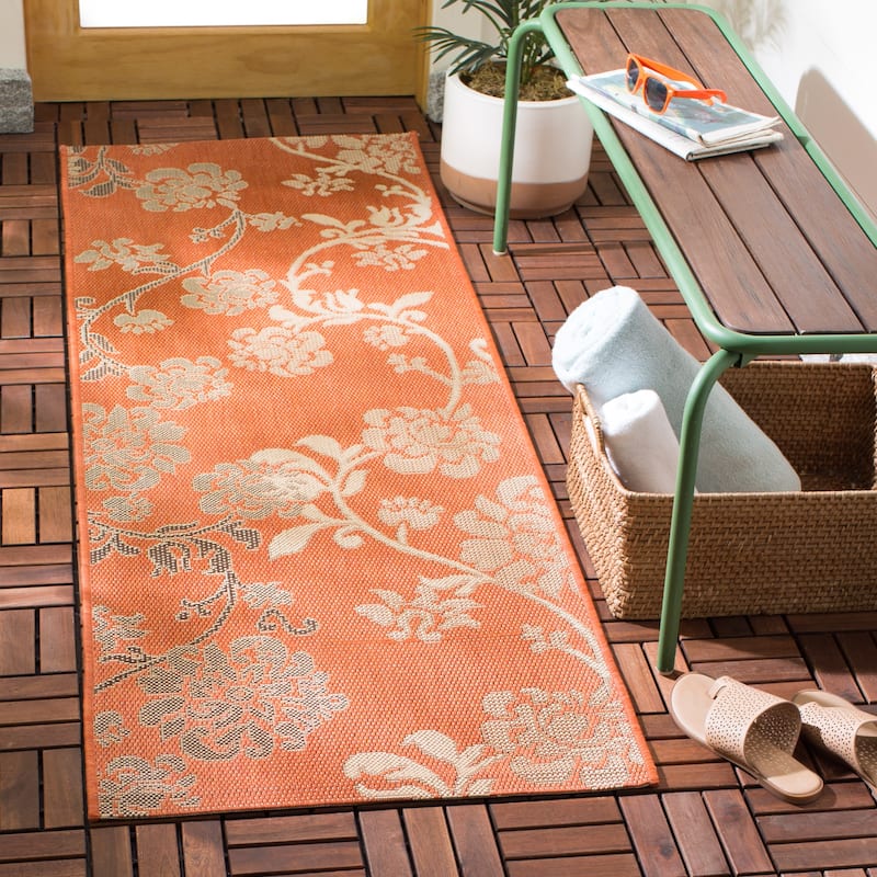 SAFAVIEH Courtyard Vernelle Arvyda Outdoor Waterproof Patio Backyard Rug - 2'3" x 6'7" Runner - Terra Natural/Brown