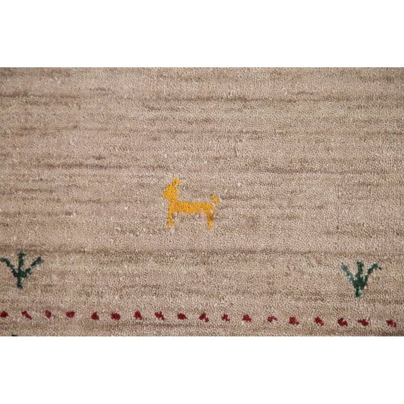 Gabbeh Accent Rug Hand-Knotted Oriental Wool Carpet - 3'0"x 4'10"