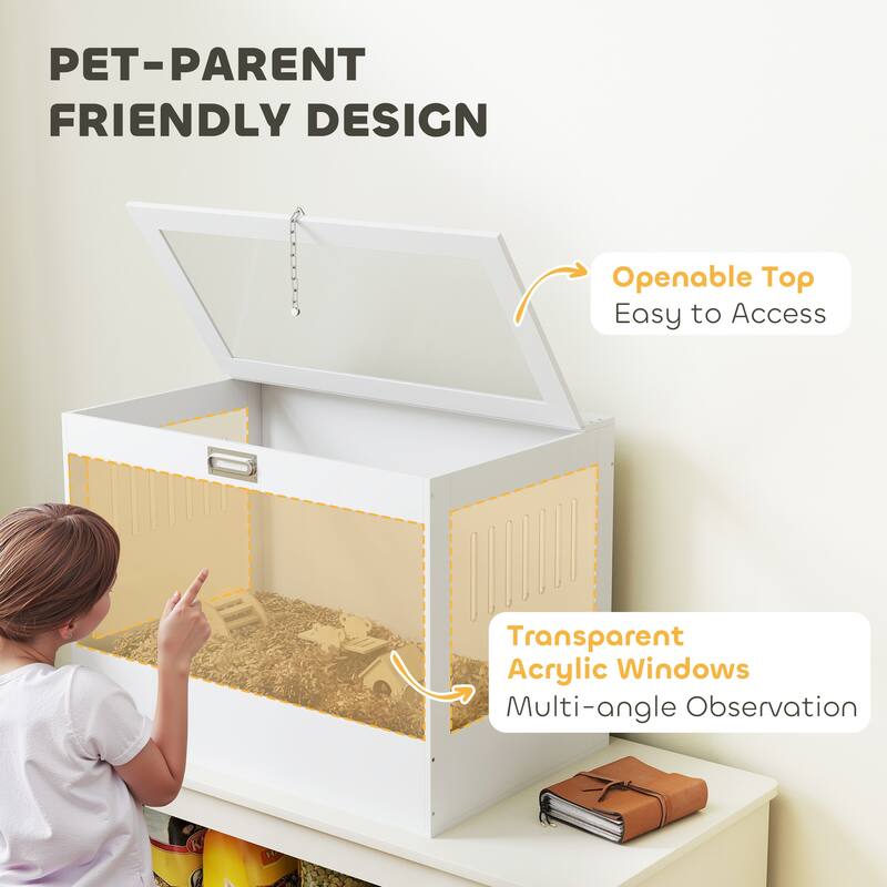 PawHut Hamster Cage with Openable Top & Lock, Transparent Acrylic Panels Small Animal Habitat for Dwarf Hamster Gerbil