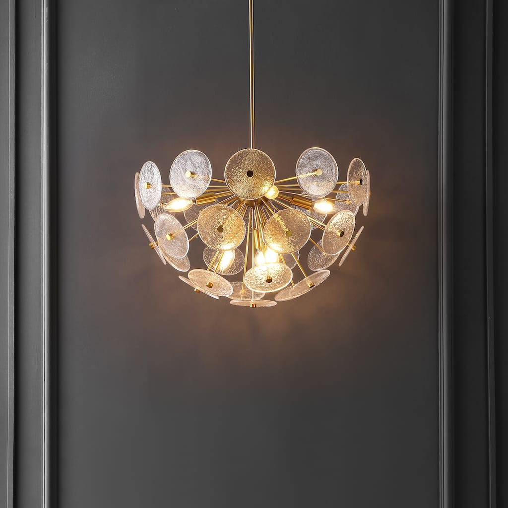 SAFAVIEH Lighting Meene 6 Light 24" Pendant - 24" x 24" x 23-53" - withD/H - Brass - 24Wx24Dx53H