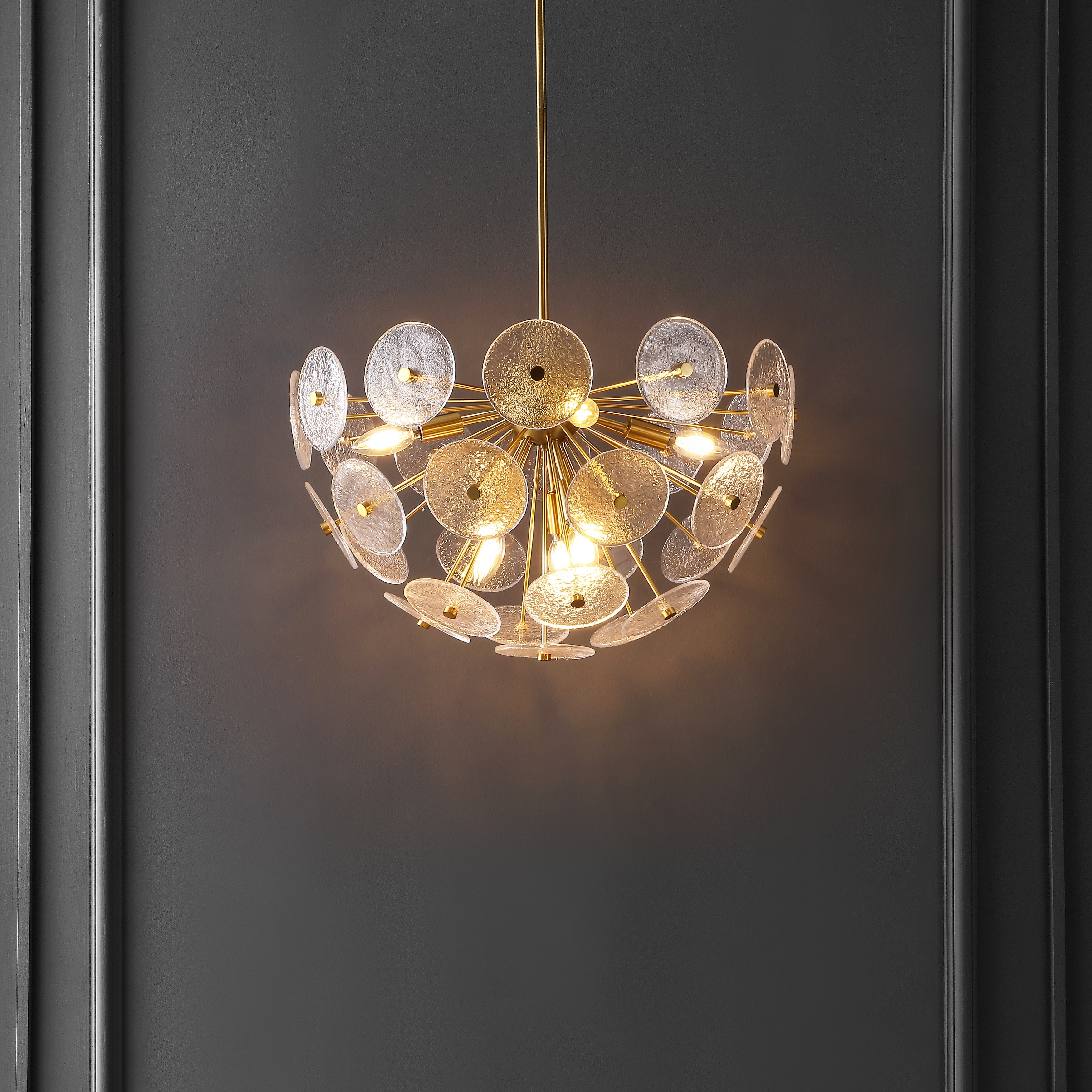 SAFAVIEH Lighting Miri 23.75-Inch Glass 6-Light Pendant Light - 24" x 24" x 23-53" - W/D/H