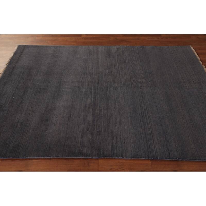 Grays & Charcoal Gabbeh Modern Area Rug Hand-Knotted Wool Carpet - 4'11" x 6'7"