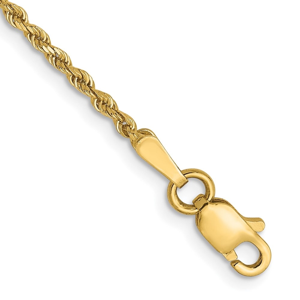 14k Yellow Gold 1.5mm Diamond-Cut Rope Chain Bracelet, 7