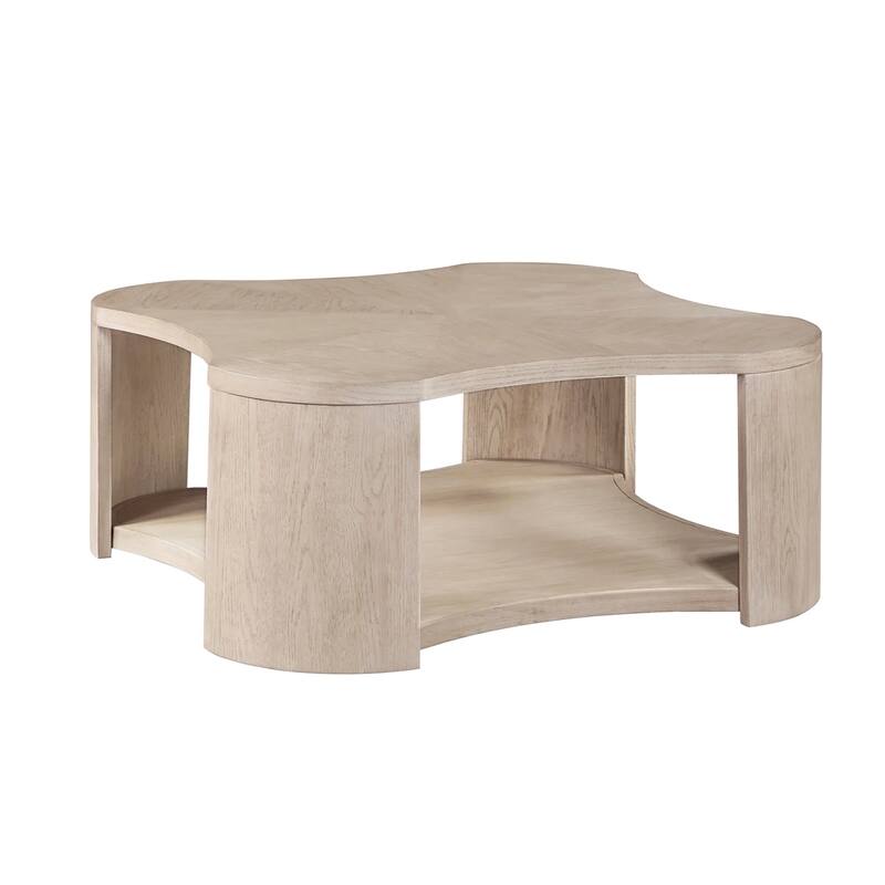 1 Open Shelf Wooden Coffee Table with Casters in Oak - Oak - Wood