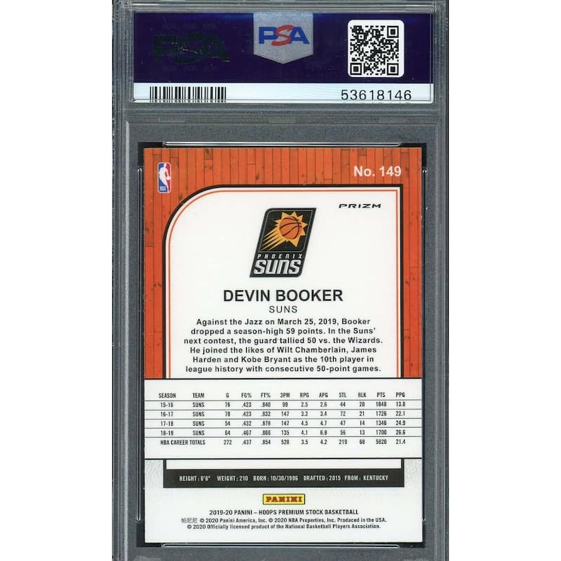 Devin Booker 2019 Hoops Premium Stock Pulsar Basketball Card #149 PSA 10 - 8'6" x 11'6"