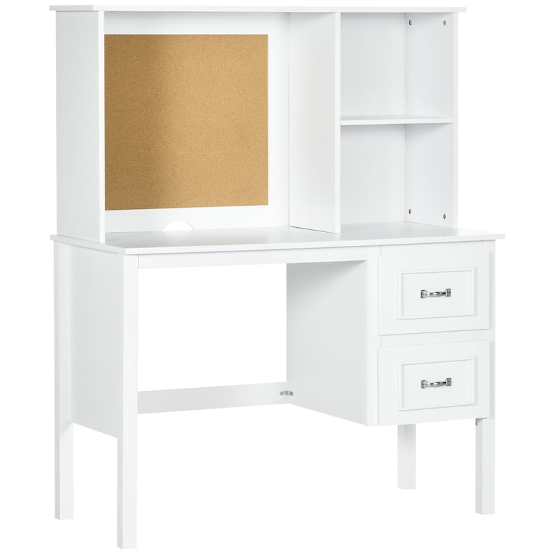 HOMCOM Home Office Desk with Storage & Corkboard
