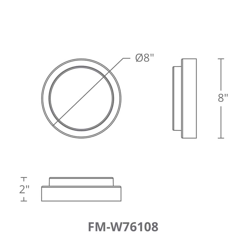Kind 8in LED Round Indoor or Outdoor Flush Mount 3-CCT 2700K-3000K-3500K Set to 2700K