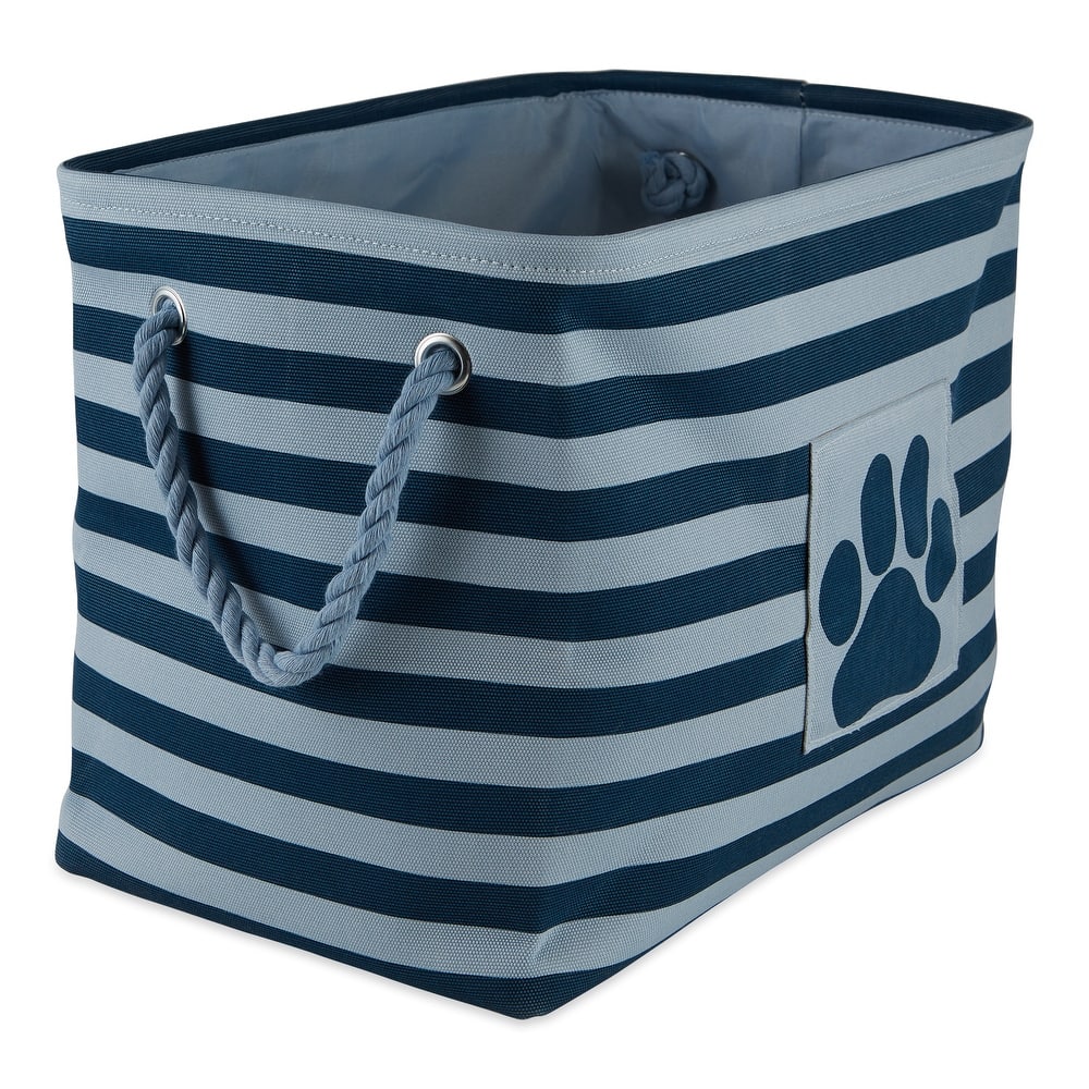 Bone Dry Polyester Pet Bin Stripe With Paw Patch Black Rectangle Large