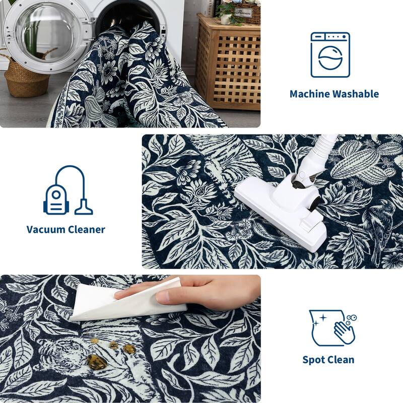 Forest Tiger Rugs Living Room Rug, Soft Washable Bedroom Rug, Low Pile Non-Slip Dining Room Home Office Carpet
