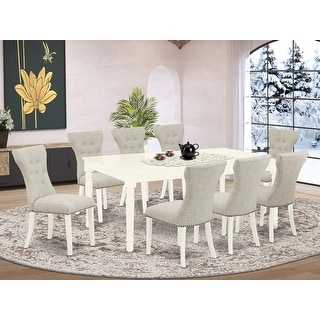 East West Furniture 9 Piece Dining Table Set a Rectangle Dinner Table ...