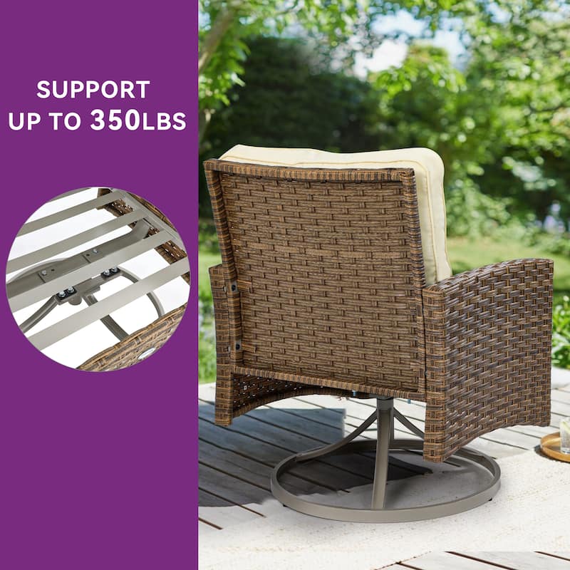 Moasis 3-Piece Patio Outdoor Wicker Bistro Rocking Furniture Conversation Chairs - 3 Pcs