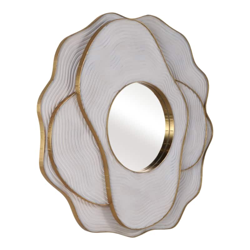 Wood Wall Mirror Decorative Layered Modern Accent Bathroom - 39" Ivory - 39" x 2.5" x 39"