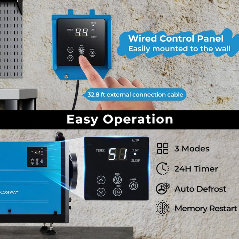 Costway 124 Pint Crawl Space Dehumidifier Commercial Dehumidifier with - See Details