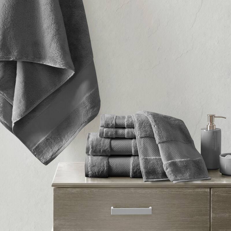 Madison Park Signature Turkish Cotton 6-piece Bath Towel Set - Charcoal