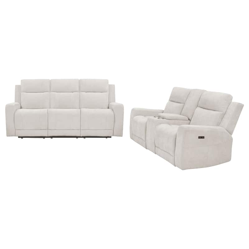 Kennett Chenille Power Reclining Sofa Set - 2-piece - Ivory