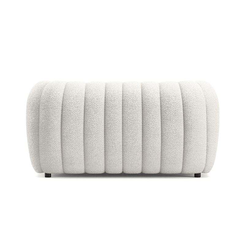 Furniture of America Lucinda Modern Vertical Channel Tufted Boucle Accent Loveseat Couch with Wooden Legs