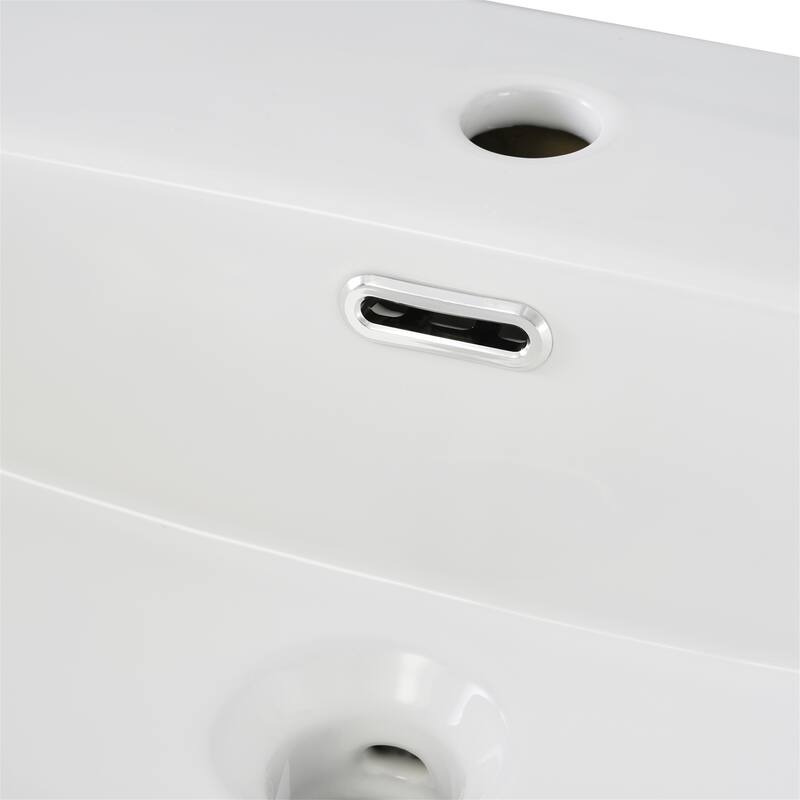 20" MDF Bathroom Vanity with Ceramic Integrated Basin, Solid Wood Legs