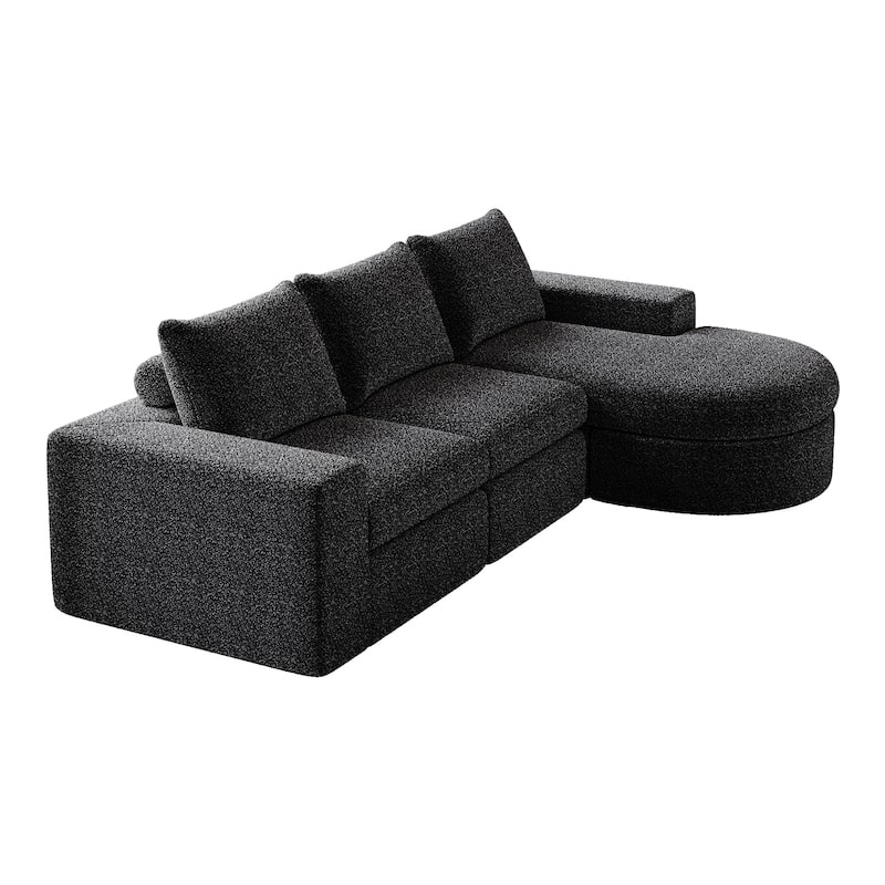 99" Chenille L-Shaped Sectional Sofa with Chaise Lounge and Deep Seats, No Assembly Required
