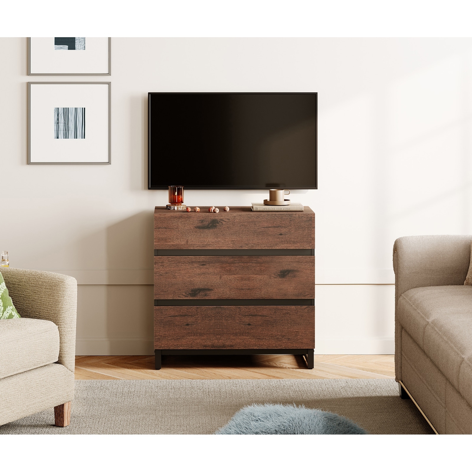40 inch tv on dresser Pamapic 7-Drawer Stand, White With distressed surface is very classic and elegant which blends in easily with any decor 40 Inch Tv Compared to