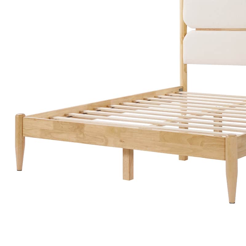 Scandinavian Platform Bed Frame with Headboard Fleece