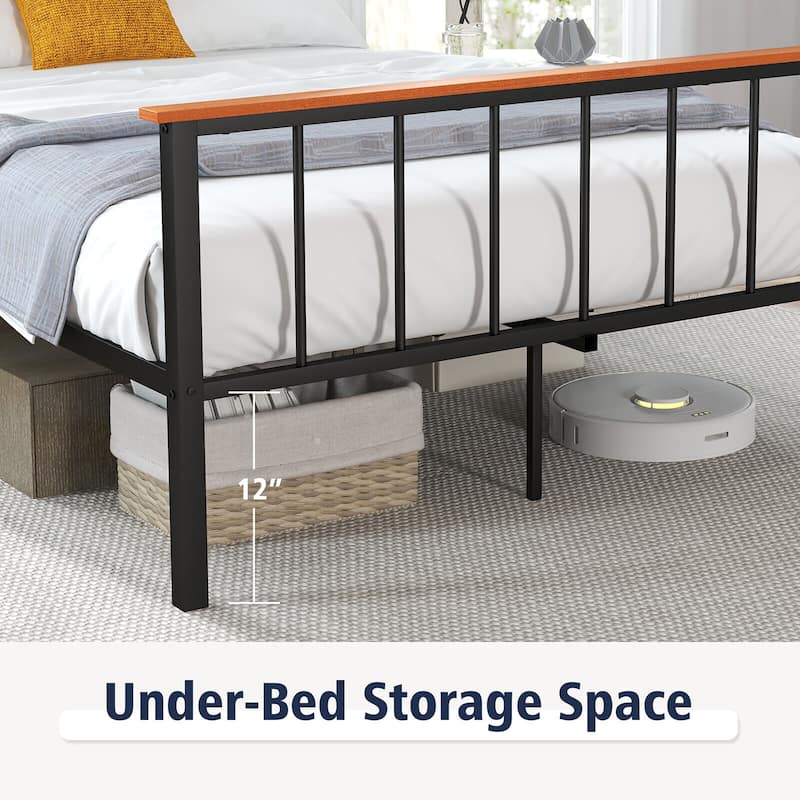 Gymax Full/Queen Size Metal Platform Bed Frame Mattress Foundation