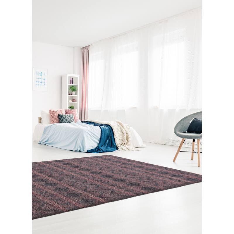 ECARPETGALLERY Braid weave Sienna Grey Wool Rug - 6'0 x 9'0