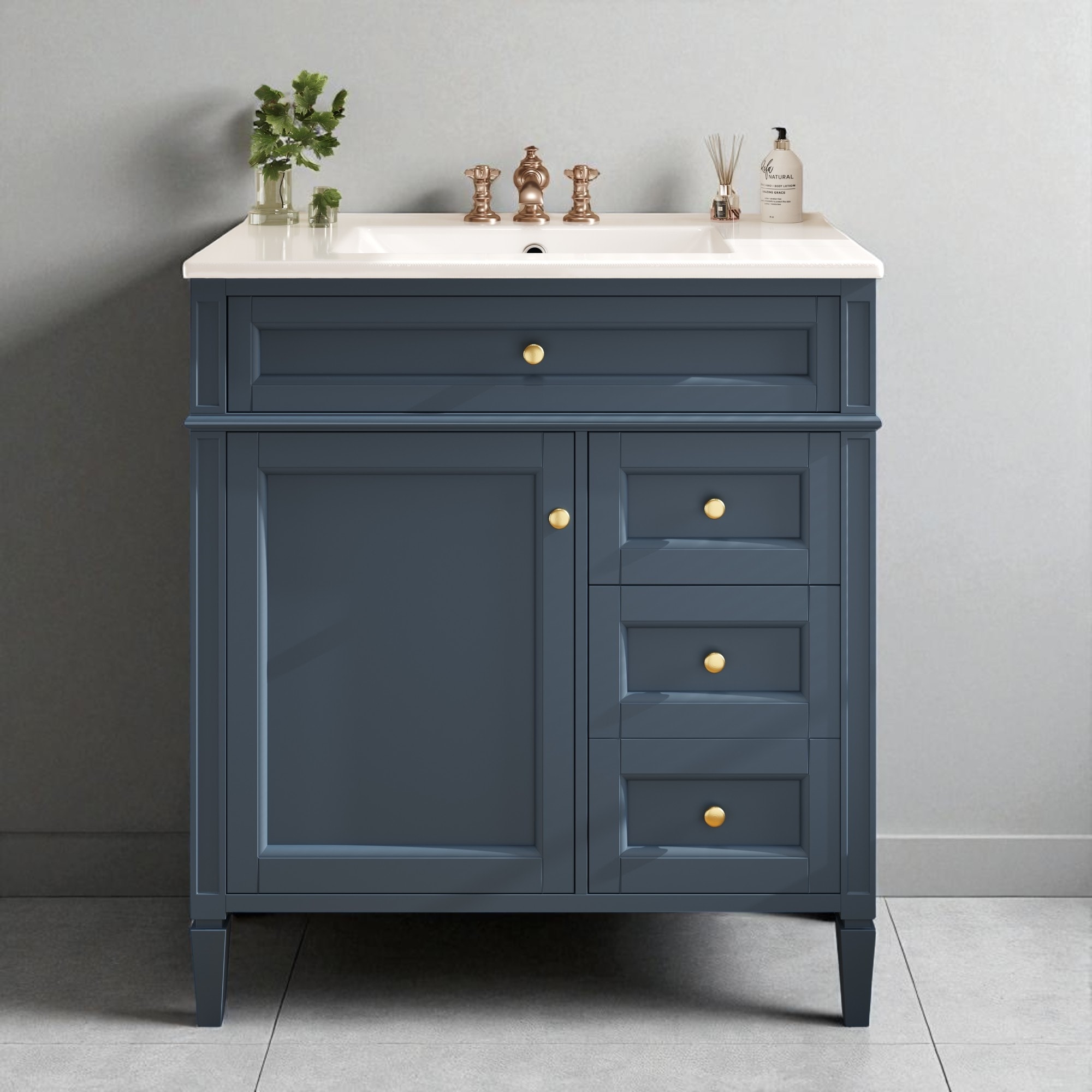 30'' Bathroom Vanity with Sink, Freestanding Storage Cabinet with 2 Drawers & Tip-Out Drawer