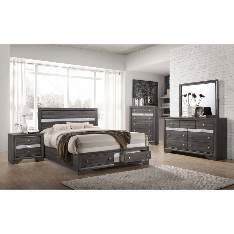 Luxury Gray Nightstand with Full Extension Drawers & Metal Pulls