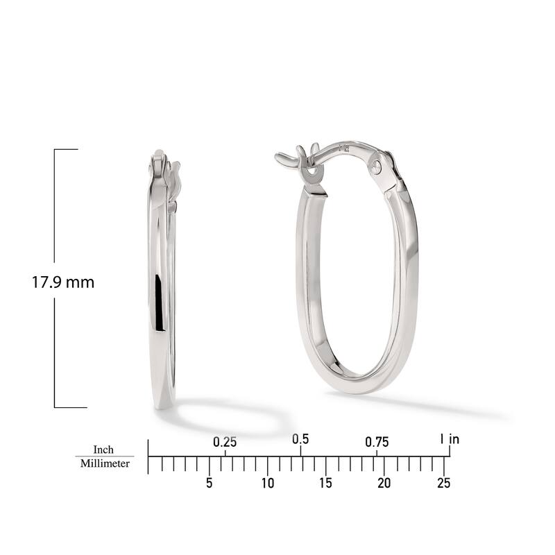 Clover 14K Gold High-Polish Oval Hoop Earrings