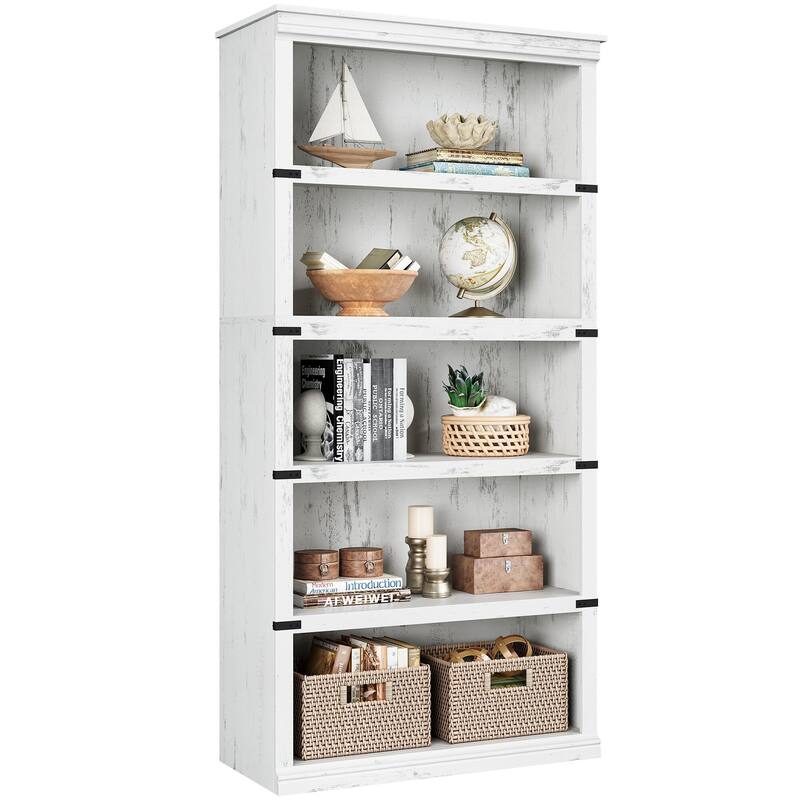 5 Tier Bookcase Modern Farmhouse Book Shelf