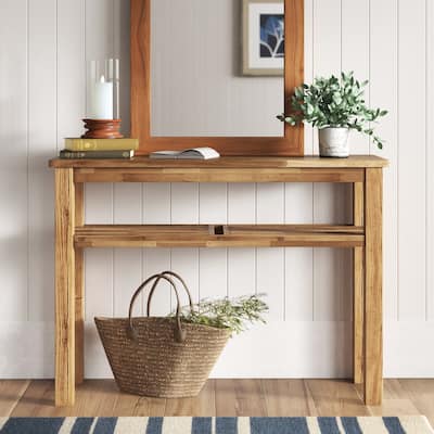 NPD Furniture Tiburon Acacia Wood Console Table with Shelf