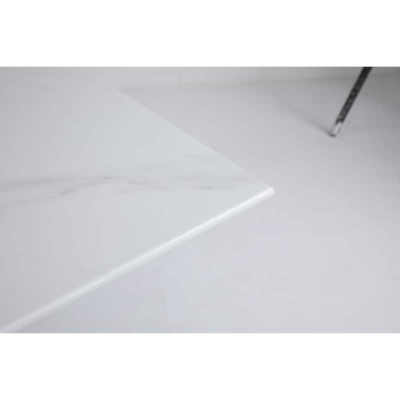 Modern rectangular tempered glass table and silver iron frame