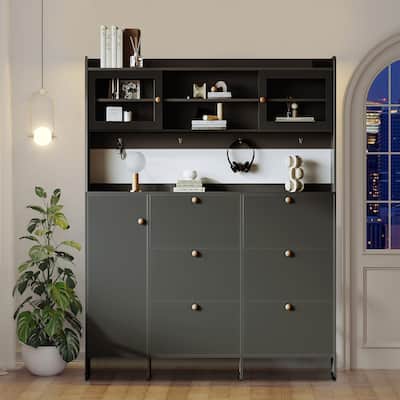 Classic Multifunctional Freestanding Tall Shoe Storage Cabinet
