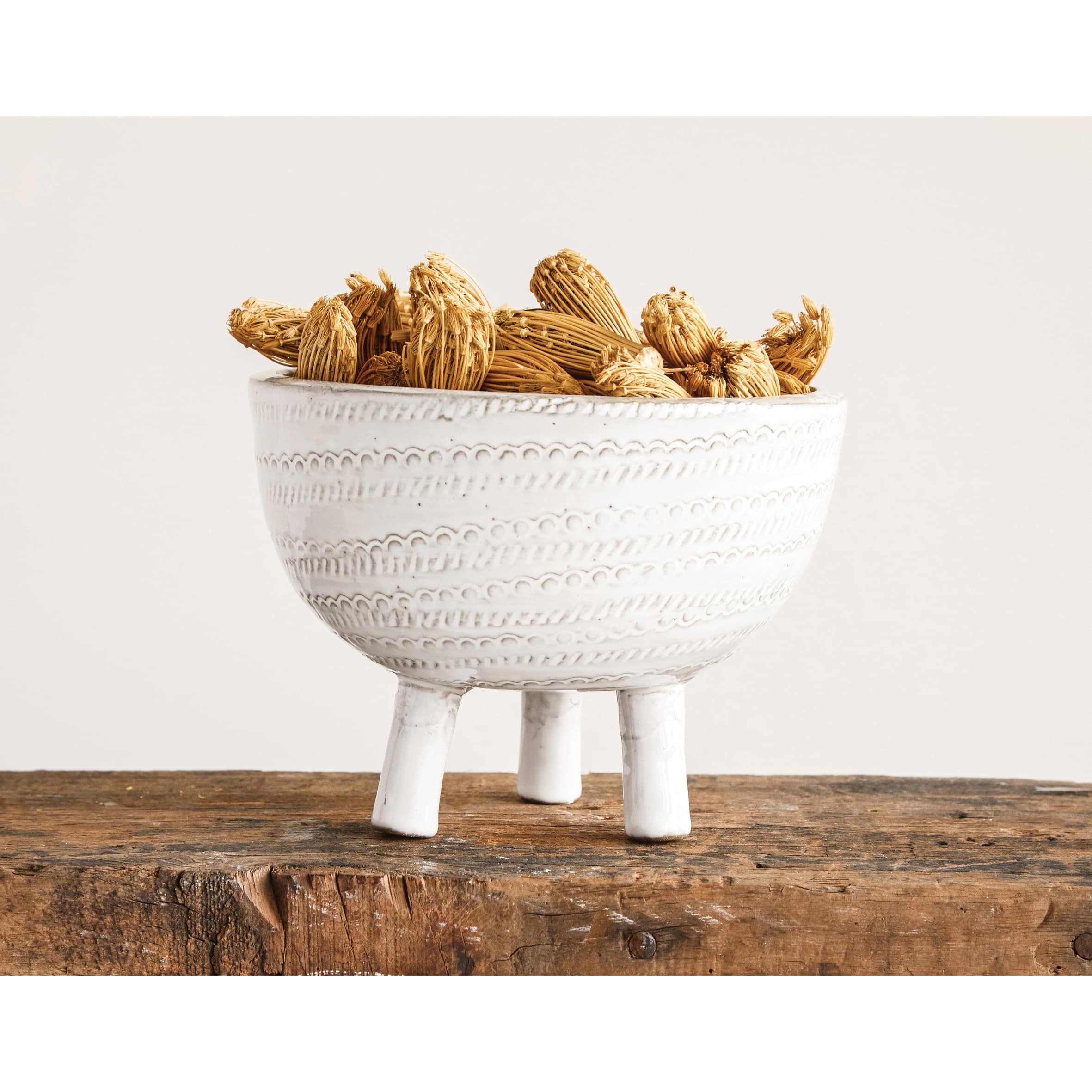 Decorative Embossed Terracotta Footed Bowl - Bed Bath & Beyond - 36967789
