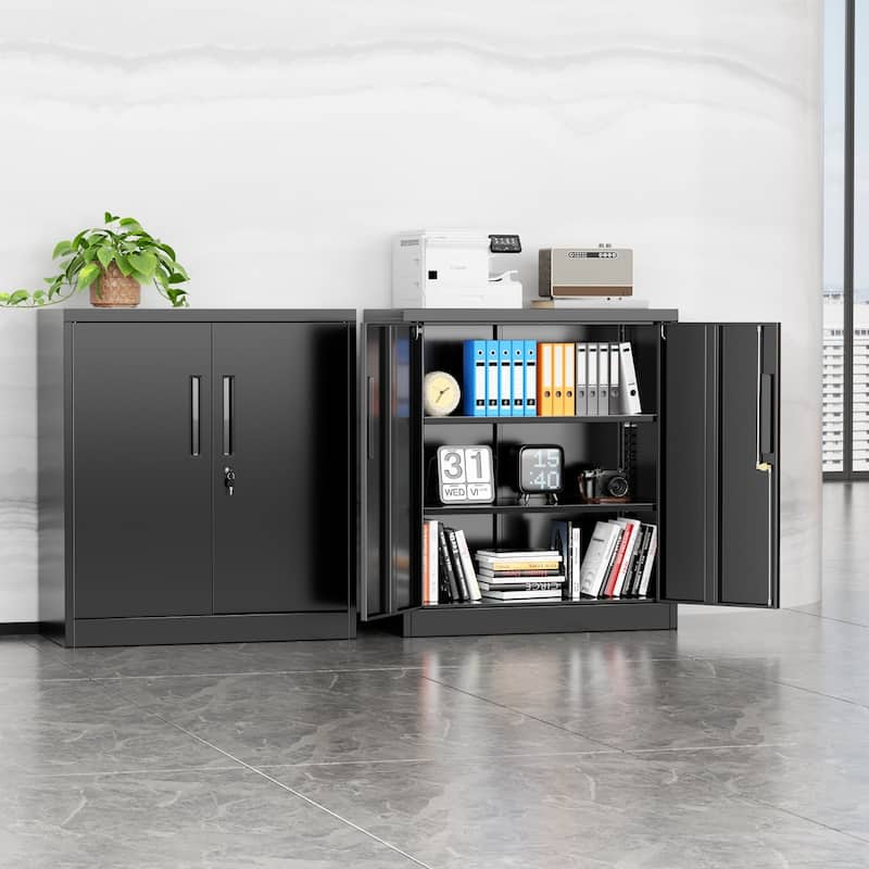 36 inch Metal Office File Storage Cabinet Locker with Locking Doors and Adjustable Shelves for Home Office, Garage, Pantry