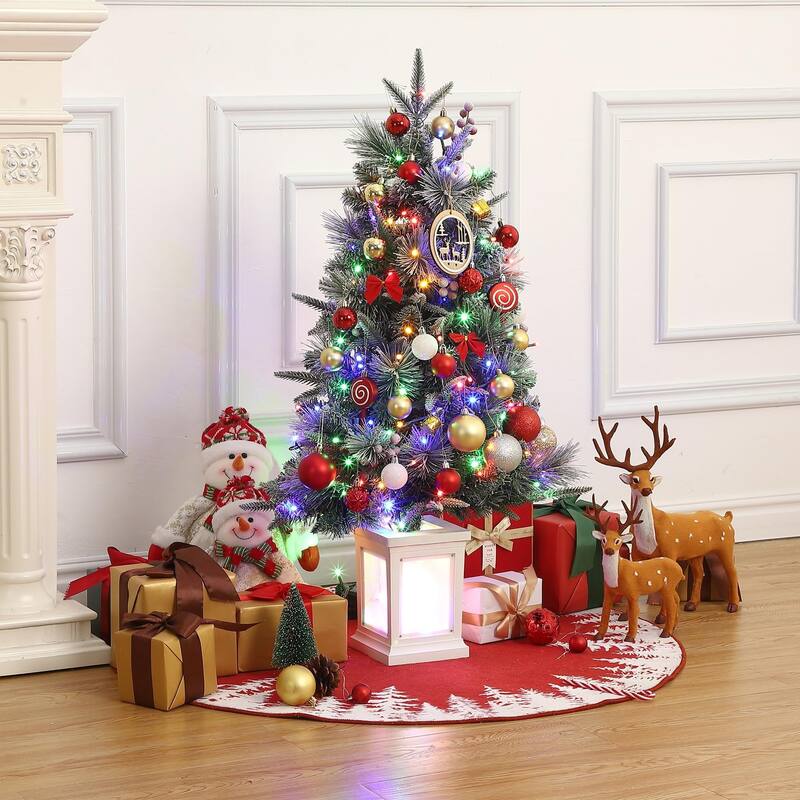 3 Ft Pre-Lit Christmas Tree, Artificial Christmas Trees with Base, Xmas Trees with 78 LED Lights - 3#