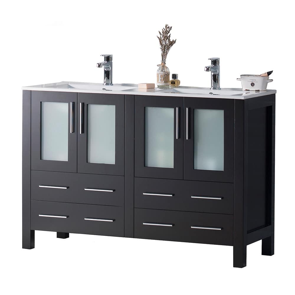 Blossom Solid Wood Double Bathroom Vanity w/ Ceramic Sink & Base