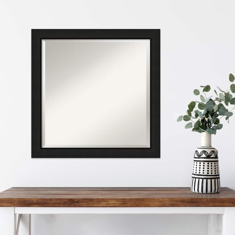 Midnight Black Narrow Beveled Wood Framed Wall Mirror - Midnight Black Narrow