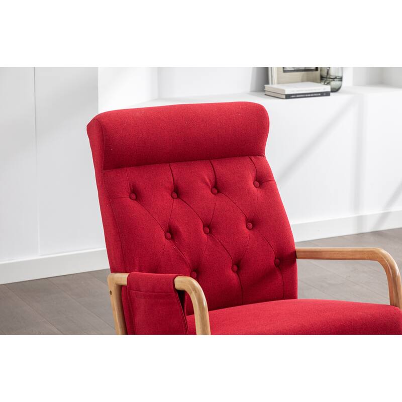 Rocking Chair With Ottoman Modern Upholstered Fabric Rocking Armchair